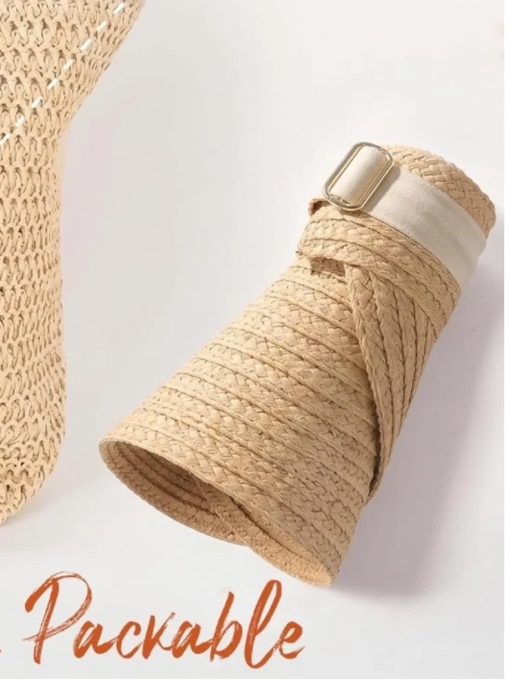 Women’s Woven Straw Visor - Adjustable, Natural Color